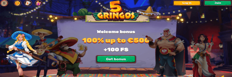 5Gringos Casino: 100% up to €500 Welcome Bonus + 100 Free Spins