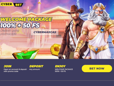 Cyber.bet Casino: 100% up to 300 EUR + 50 free spins